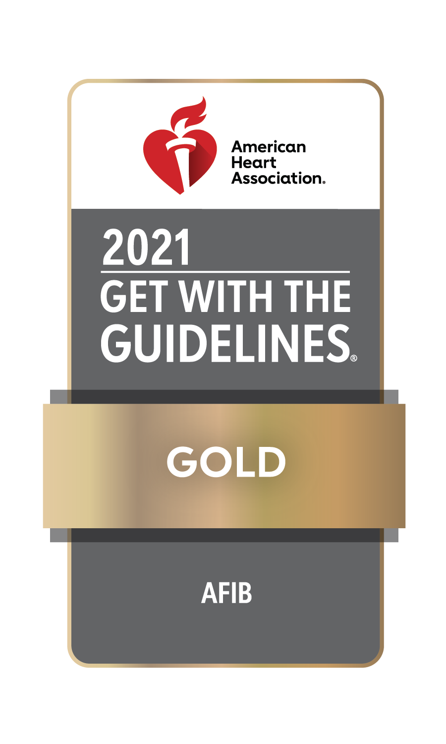 accreditation badge for Get With The Guidelines®  Atrial Fibrillation: Gold